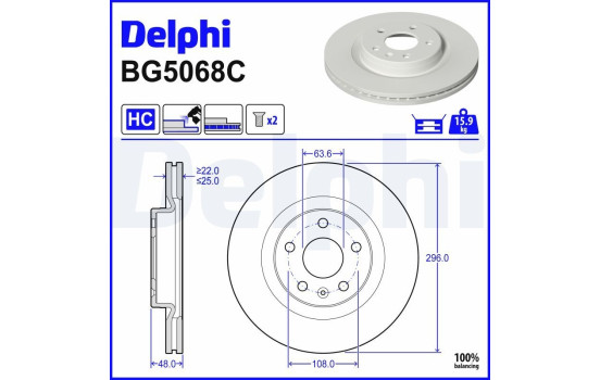 Disque de frein BG5068C Delphi