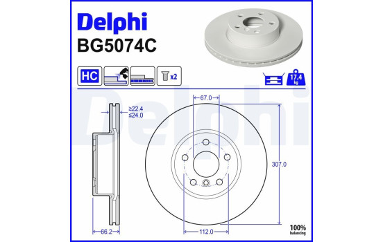 Disque de frein BG5074C Delphi