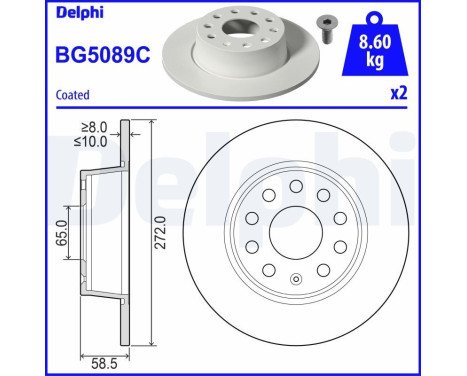 Disque de frein BG5089C Delphi