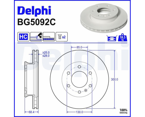 Disque de frein BG5092C Delphi