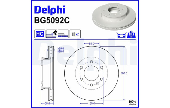 Disque de frein BG5092C Delphi