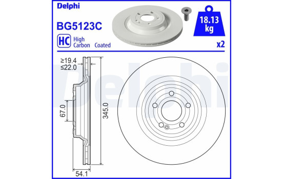 Disque de frein BG5123C Delphi