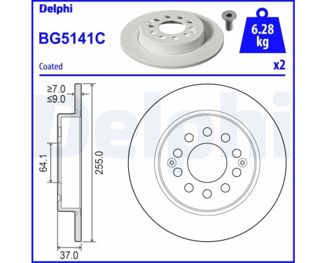 Disque de frein BG5141C Delphi