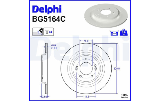Disque de frein BG5164C Delphi