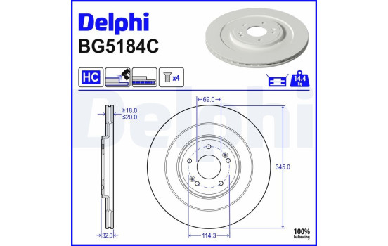 Disque de frein BG5184C Delphi