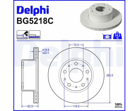 Disque de frein BG5218C Delphi