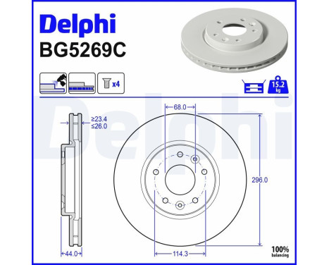 Disque de frein BG5269C Delphi