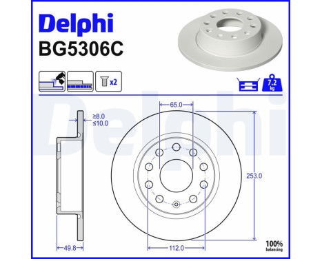 Disque de frein BG5306C Delphi