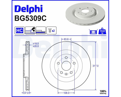 Disque de frein BG5309C Delphi
