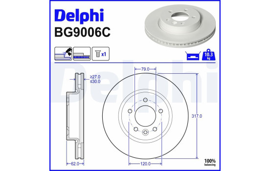 Disque de frein BG9006C Delphi