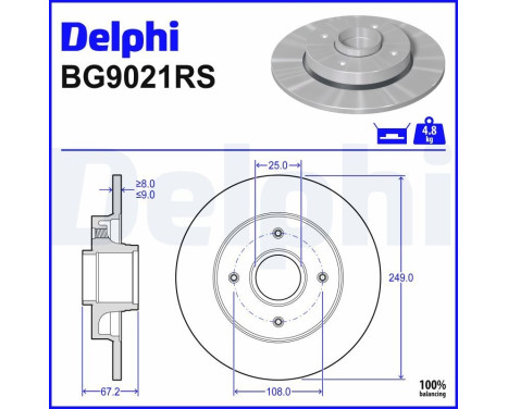 Disque de frein BG9021RS Delphi