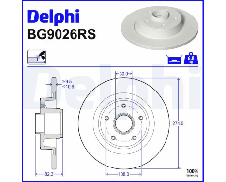 Disque de frein BG9026RS Delphi