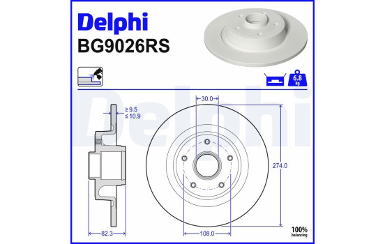 Disque de frein BG9026RS Delphi