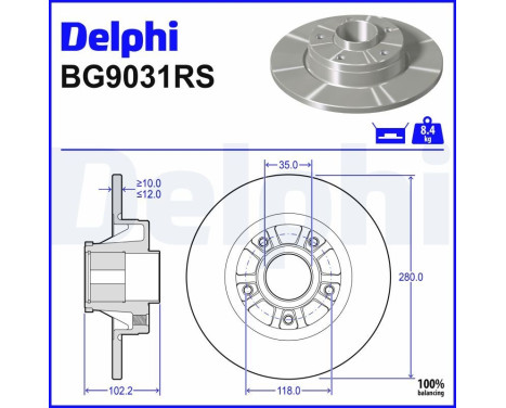 Disque de frein BG9031RS Delphi
