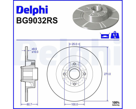 Disque de frein BG9032RS Delphi