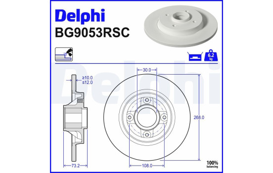 Disque de frein BG9053RSC Delphi