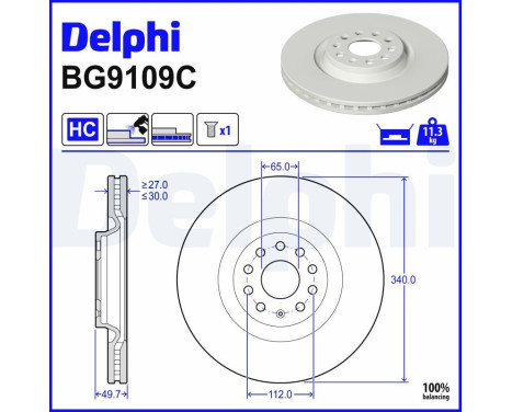 Disque de frein BG9109C Delphi