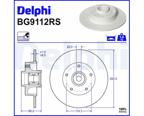 Disque de frein BG9112RS Delphi