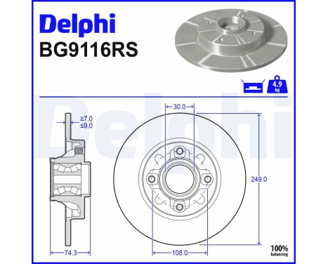 Disque de frein BG9116RS Delphi