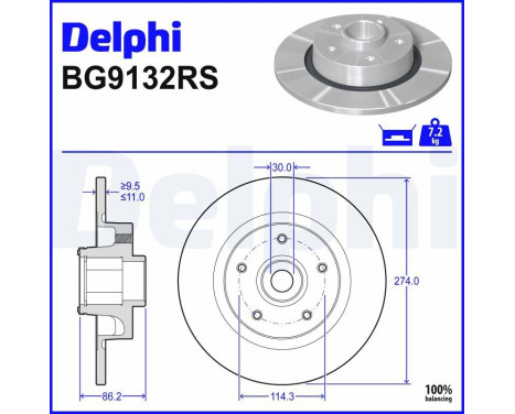 Disque de frein BG9132RS Delphi