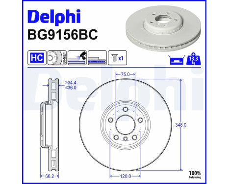 Disque de frein BG9156BC Delphi