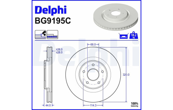 Disque de frein BG9195C Delphi