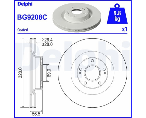 Disque de frein BG9208C Delphi