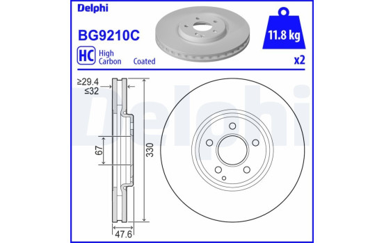 Disque de frein BG9210C Delphi