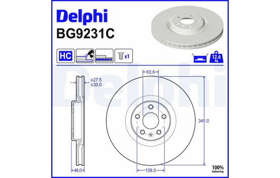 Disque de frein BG9231C Delphi, Image 3