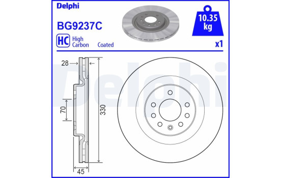 Disque de frein BG9237C Delphi