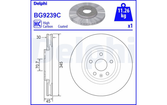 Disque de frein BG9239C Delphi