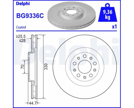 Disque de frein BG9336C Delphi