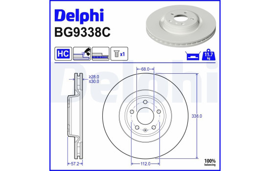 Disque de frein BG9338C Delphi