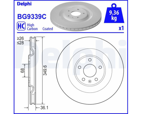 Disque de frein BG9339C Delphi