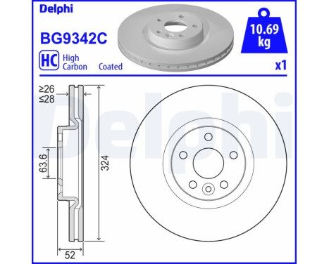 Disque de frein BG9342C Delphi
