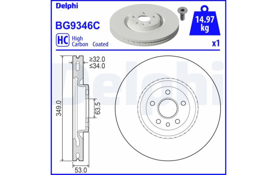 Disque de frein BG9346C Delphi