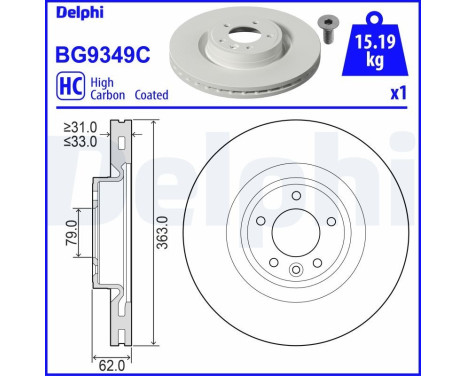 Disque de frein BG9349C Delphi