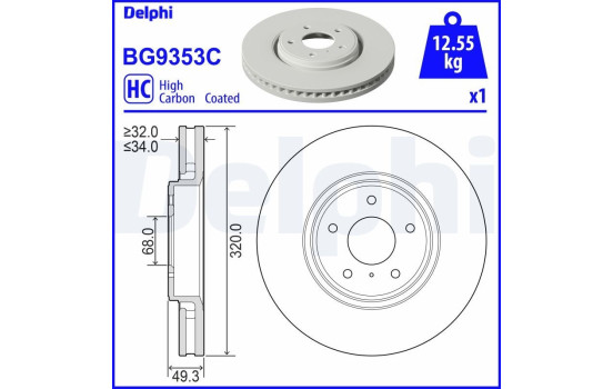 Disque de frein BG9353C Delphi