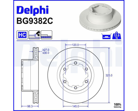 Disque de frein BG9382C Delphi