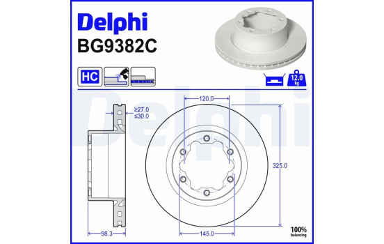 Disque de frein BG9382C Delphi