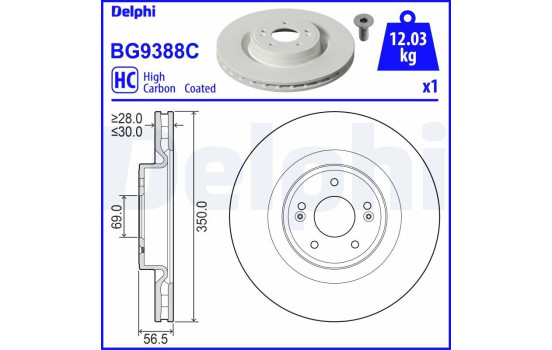 Disque de frein BG9388C Delphi