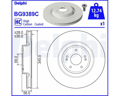 Disque de frein BG9389C Delphi