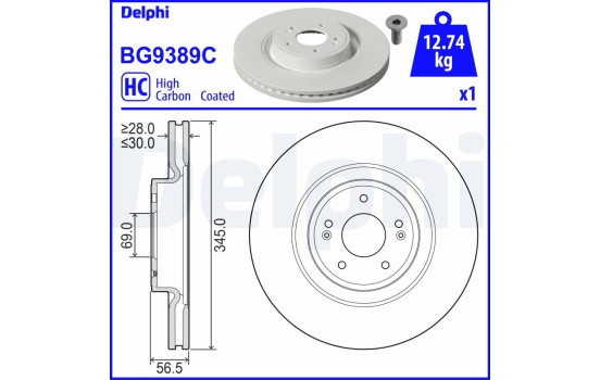 Disque de frein BG9389C Delphi