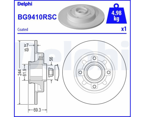 Disque de frein BG9410RSC Delphi