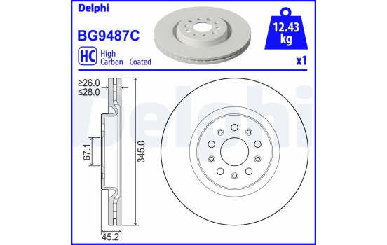 Disque de frein BG9487C Delphi, Image 2