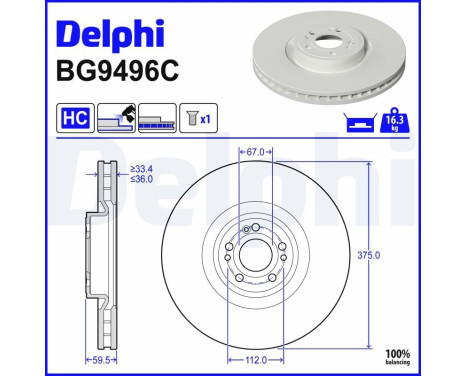 Disque de frein BG9496C Delphi