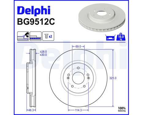 Disque de frein BG9512C Delphi