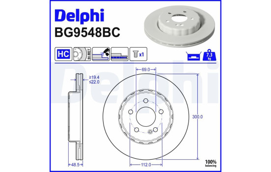 Disque de frein BG9548BC Delphi