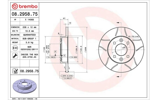 Disque de frein BREMBO MAX LINE 08.2958.75, Image 4