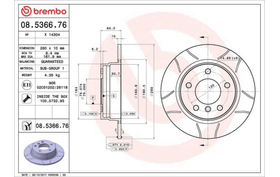 Disque de frein BREMBO MAX LINE 08.5366.76, Image 3